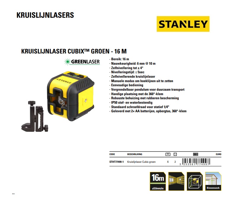 Kruislaser Cubix (groen)
