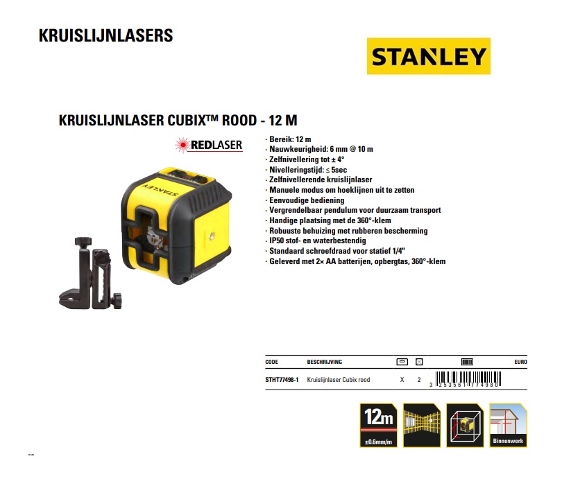 Kruislaser Cubix (rood)