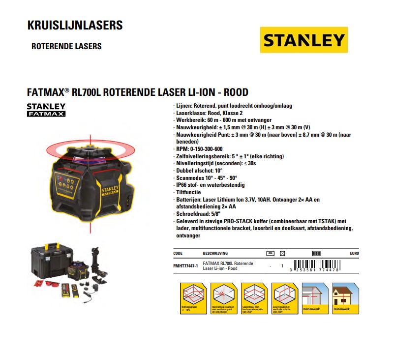 FATMAX Roterende Laser RL600L Li-ion Rood | DKMTools - DKM Tools