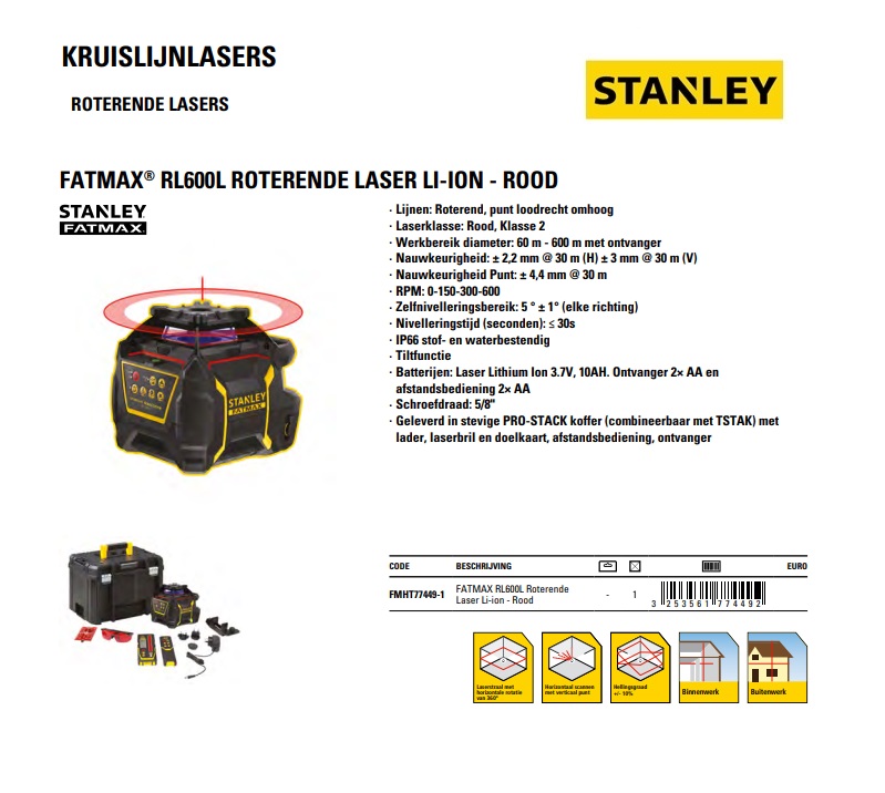 FATMAX Roterende Laser RL600L Li-ion Rood