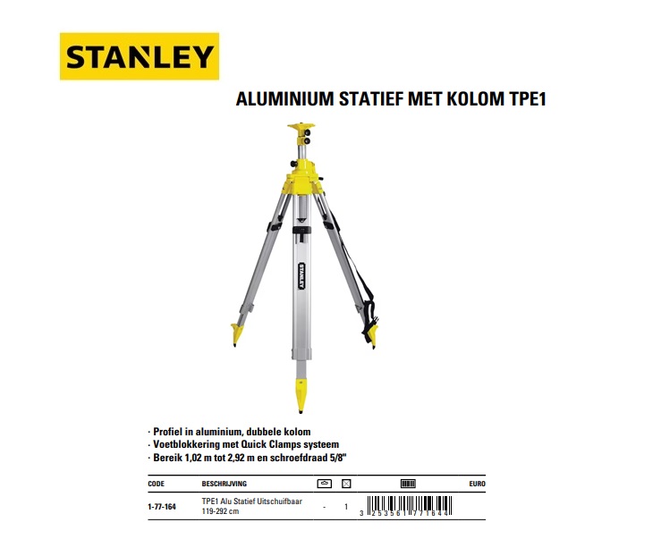 Statief Uitschuifbaar TPE1 Alu 119-292cm