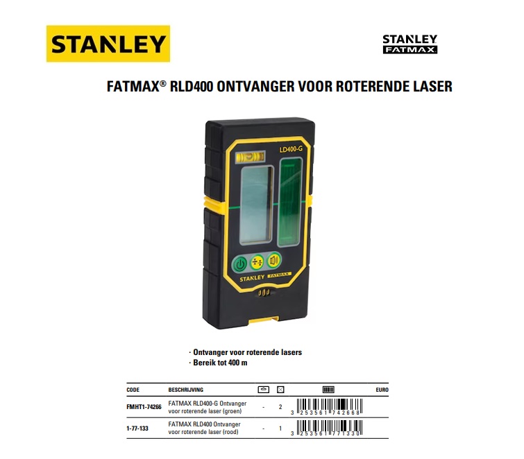 Ontvanger voor roterende laser RDL400-G - Groen