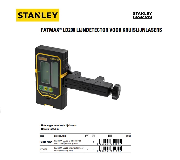Ontvanger voor Kruislaser groene straal LD200-G
