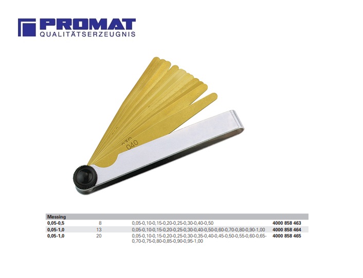 Voelermaat - Messing 0,05-0,5mm