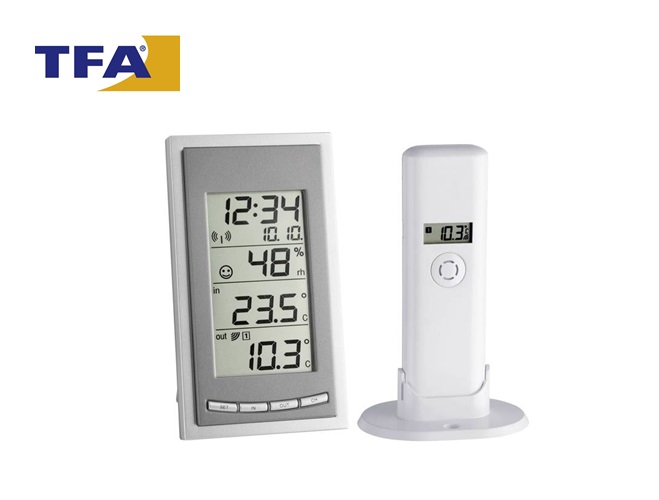 Draadloze thermo- en hygrometer TFA Diva Go 30.3018.10 Grijs