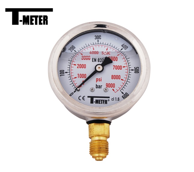 Manometer glycerine onderaansluiting rvs Ø63 BSP 1/4