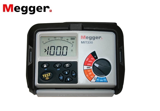 Megger MIT330 Isolatieweerstandmeter 250V/500V/1000V met continuiteitstest en alarmwaarden+USB