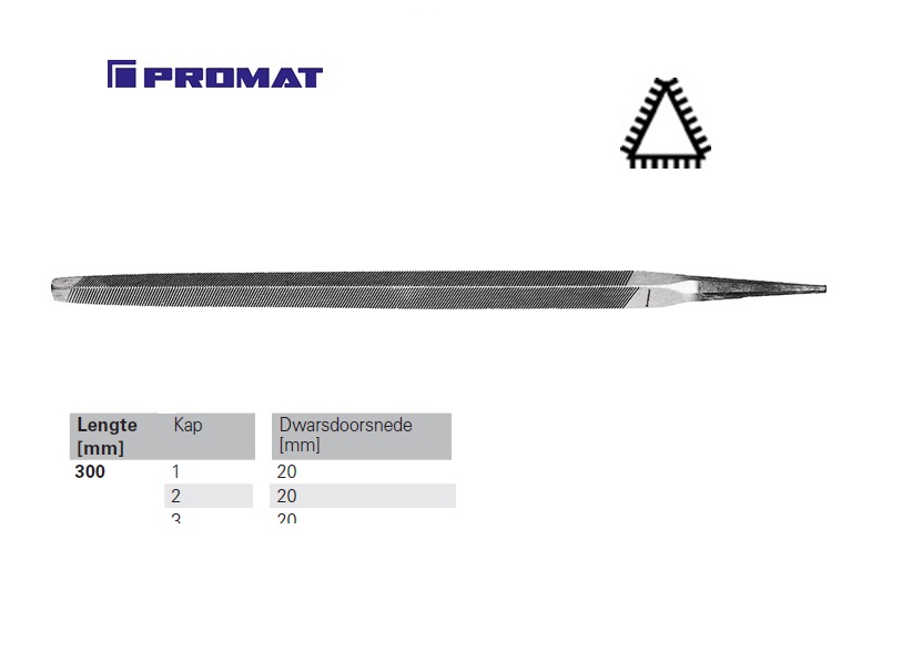 Driekante vijl DIN 7261 C 12'' 300mm Kap 3 zoet | DKMTools - DKM Tools