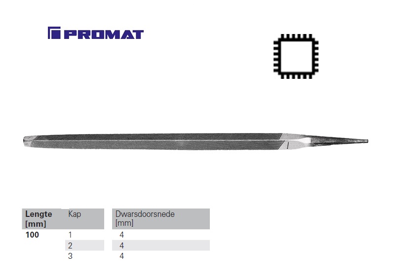 Vierkante vijl DIN 7261 D 4'' 100mm Kap 2 halfzoet | DKMTools - DKM Tools