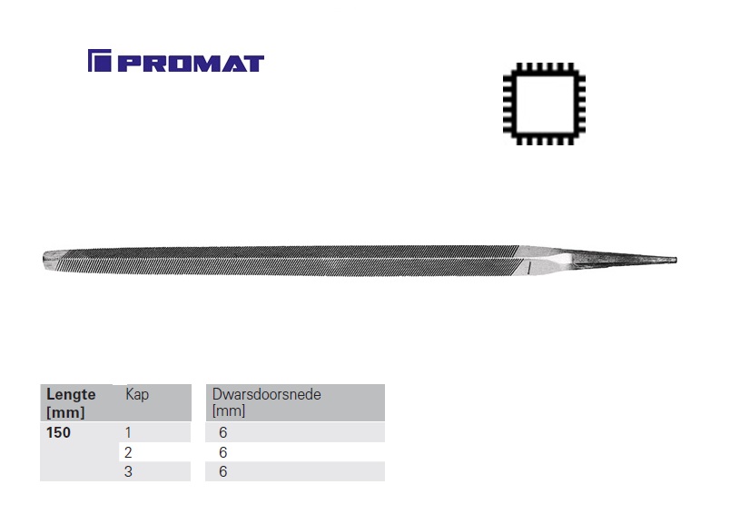 Vierkante vijl DIN 7261 D 6'' 150mm Kap 2 halfzoet | DKMTools - DKM Tools