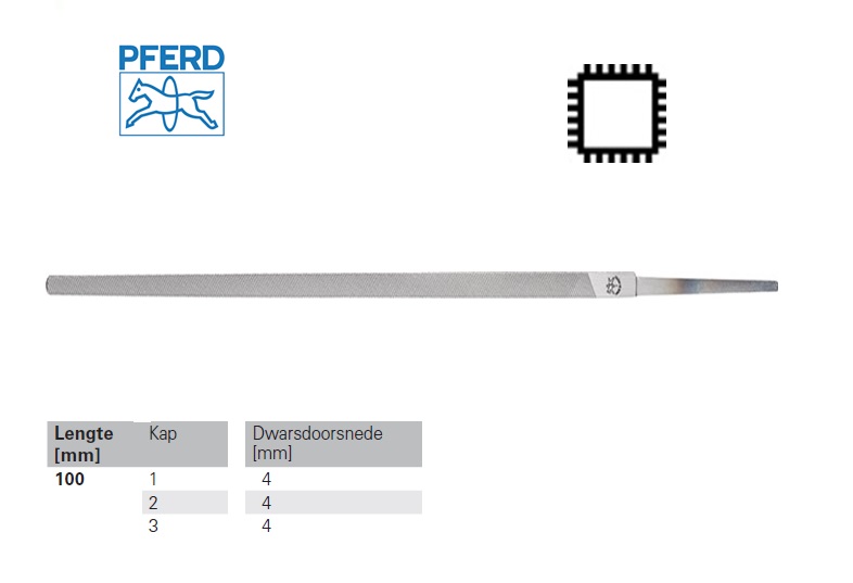 Pferd Vierkante vijl DIN 7261 D 4'' 100mm Kap 1 basterd