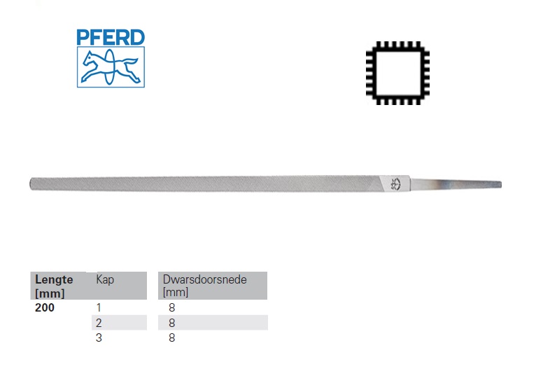 Pferd Vierkante vijl DIN 7261 D 4'' 100mm Kap 2 halfzoet | DKMTools - DKM Tools