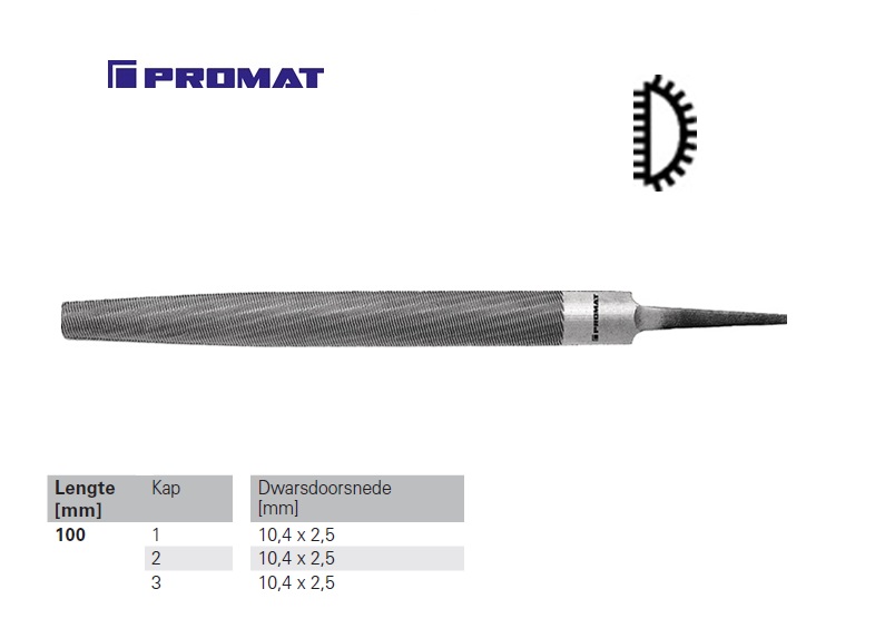 Halfronde vijl DIN 7261 E 4'' 100mm Kap 2 halfzoet | DKMTools - DKM Tools