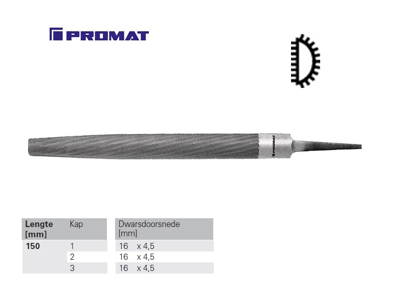 Halfronde vijl DIN 7261 E 6'' 150mm Kap 3 zoet | DKMTools - DKM Tools