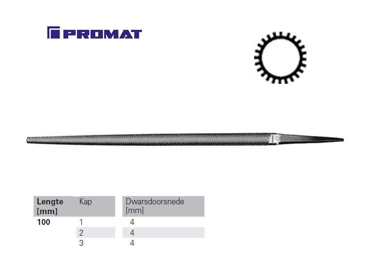 Ronde vijl DIN 7261 F 4'' 100mm Kap 1 Basterd