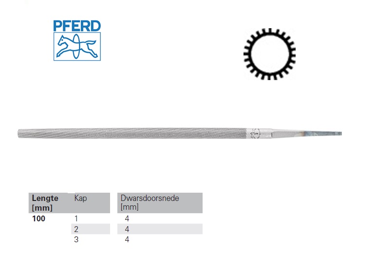 Pferd Ronde vijl DIN 7261 F 4'' 100mm Kap 1 Basterd | DKMTools - DKM Tools