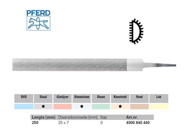 Vijl voor zacht metaal DIN 7261 E 250mm