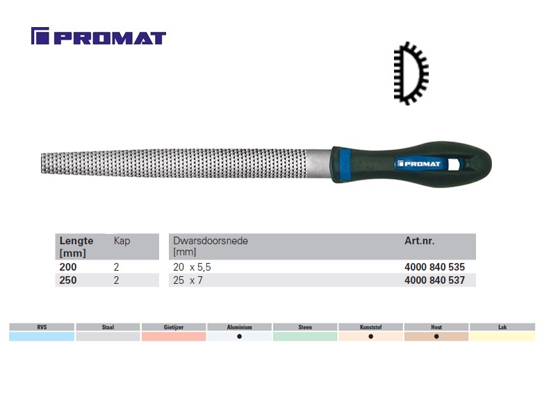 Halfronde vijl DIN 7261 E 6'' 150mm Kap 2 halfzoet | DKMTools - DKM Tools