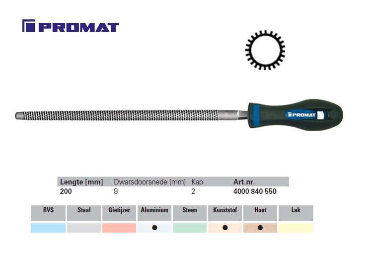 Ronde vijl DIN 7261 F 6'' 150mm Kap 1 Basterd | DKMTools - DKM Tools