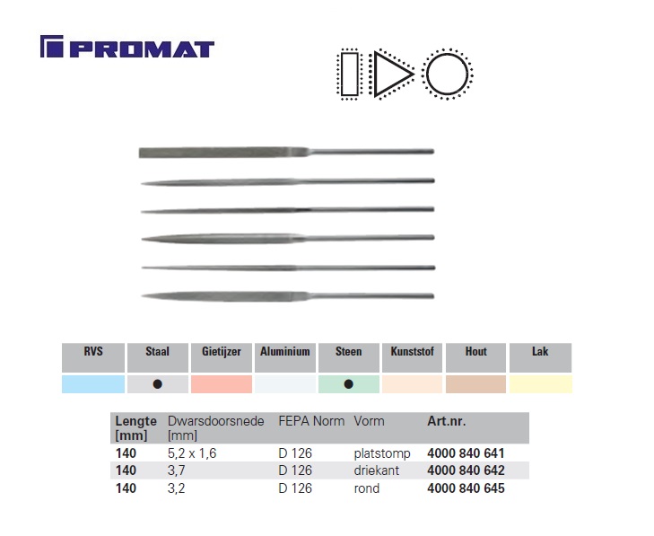 Diamantnaaldvijl 140 mm 3.2 D 91 Driekant | DKMTools - DKM Tools