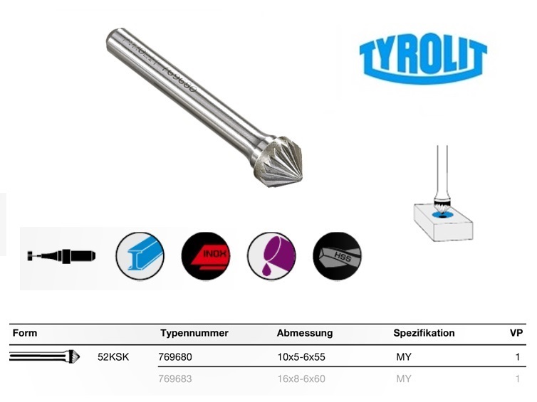 Kegelverzinker 52 KSK Tyrolit 10x5-6x55