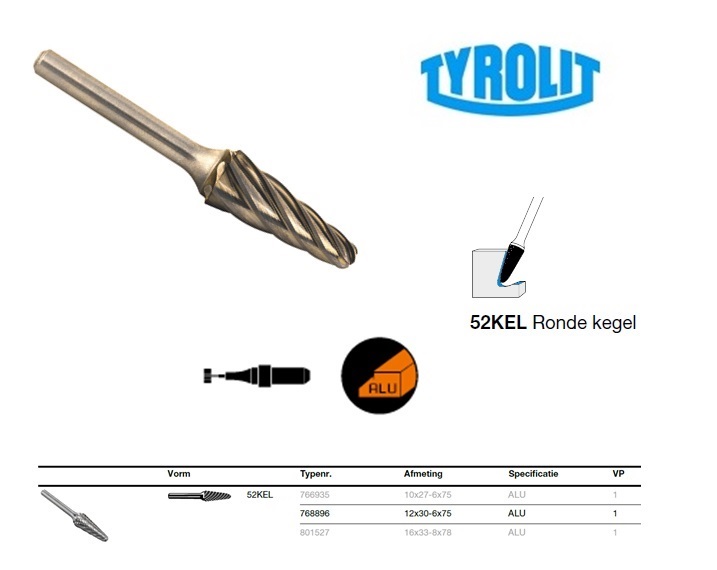 Tyrolit Ronde Kegel frees 52KEL 10x27-6x75