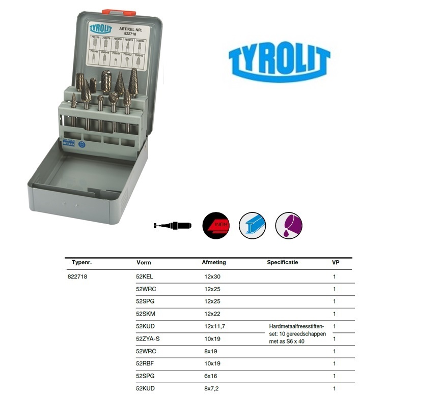 Tyrolit Hardmetalen frezenset 10-delig speciaal S6x40 PREMIUM | DKMTools - DKM Tools