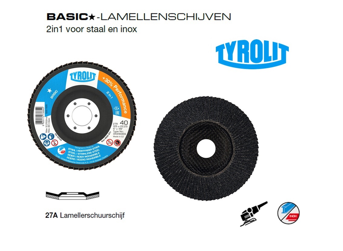 Lamellenschijf 27A 115x22,23 ZA40-B