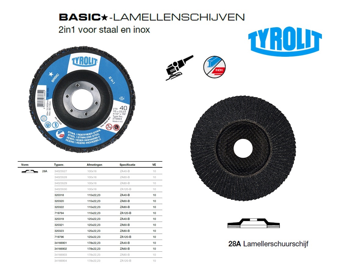 Lamellenschijf 28A 100x16 ZA40-B