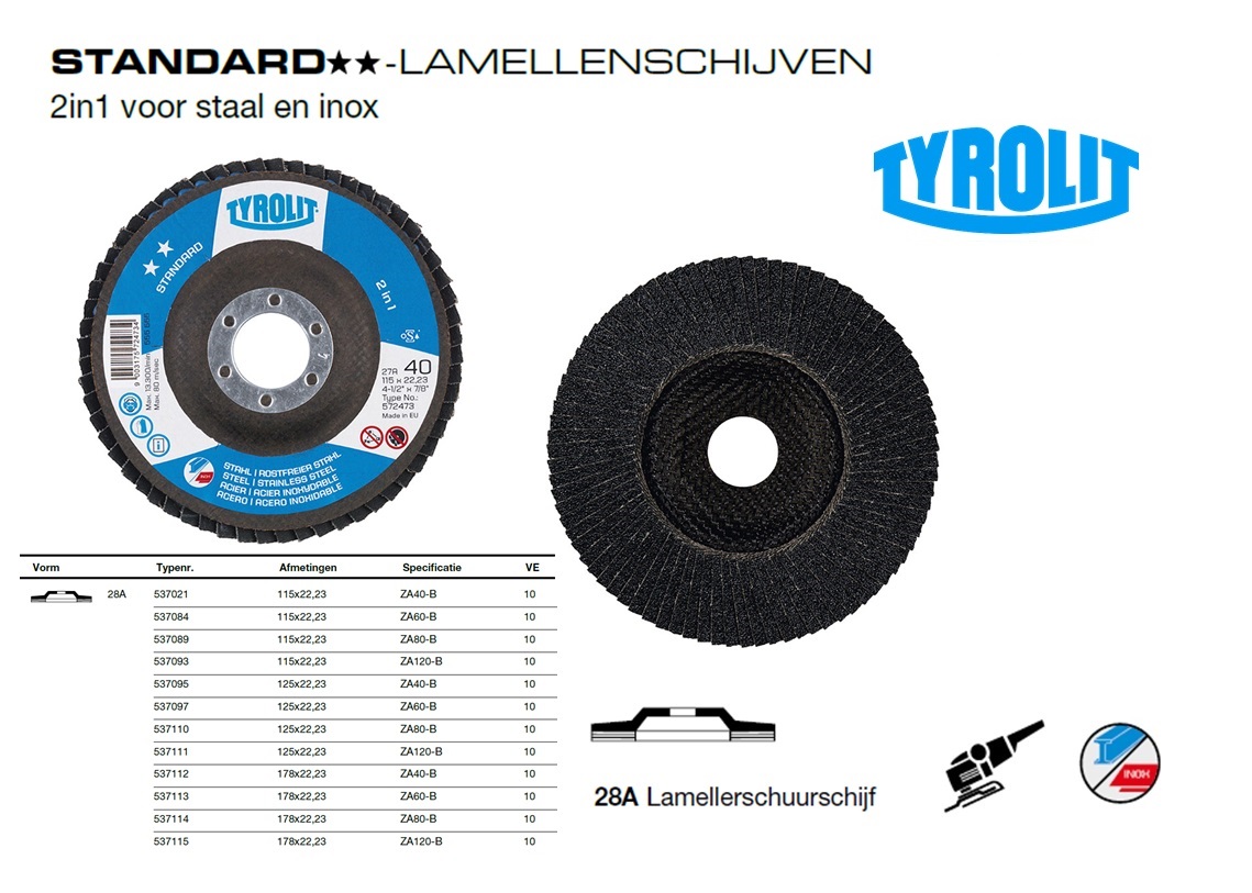 Lamellenschijf 28A 115x22,2 ZA40-B