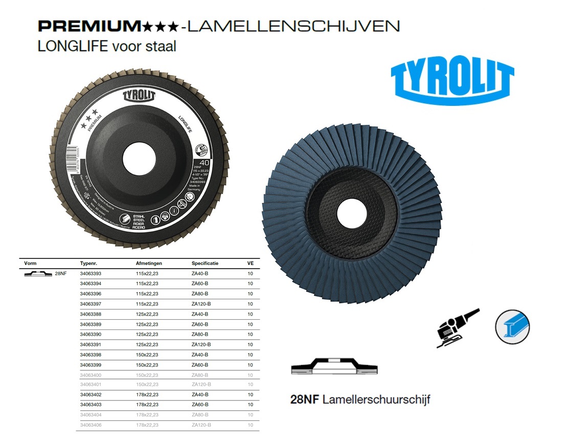 LONGLIFE Lamellenschijf 28NF 115x22,23 ZA40-B