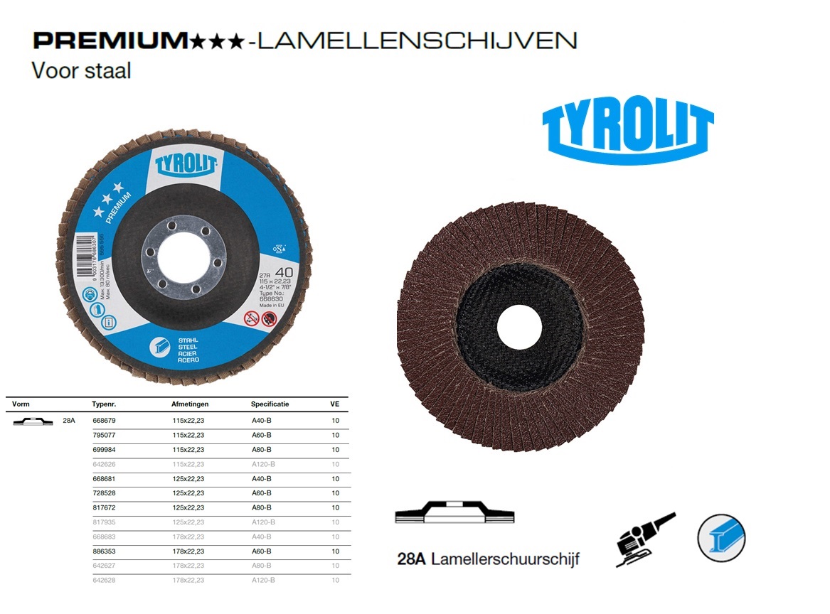 Lamellenschijf 28A 115x22,2 A40-B