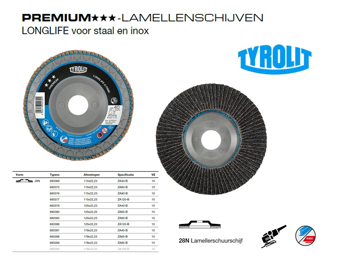 Lamellenschijf 28N 115x22,23 ZA40-B