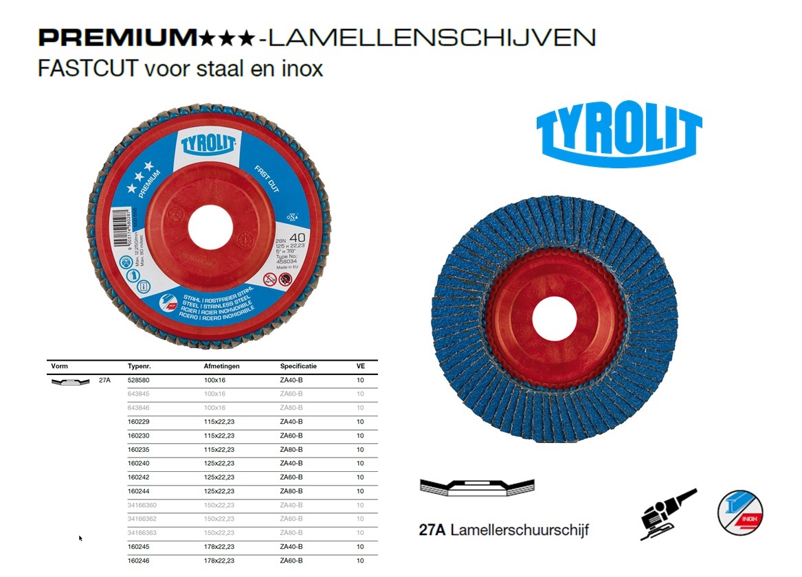 Lamellenschijf 27A 100x16 ZA40-B