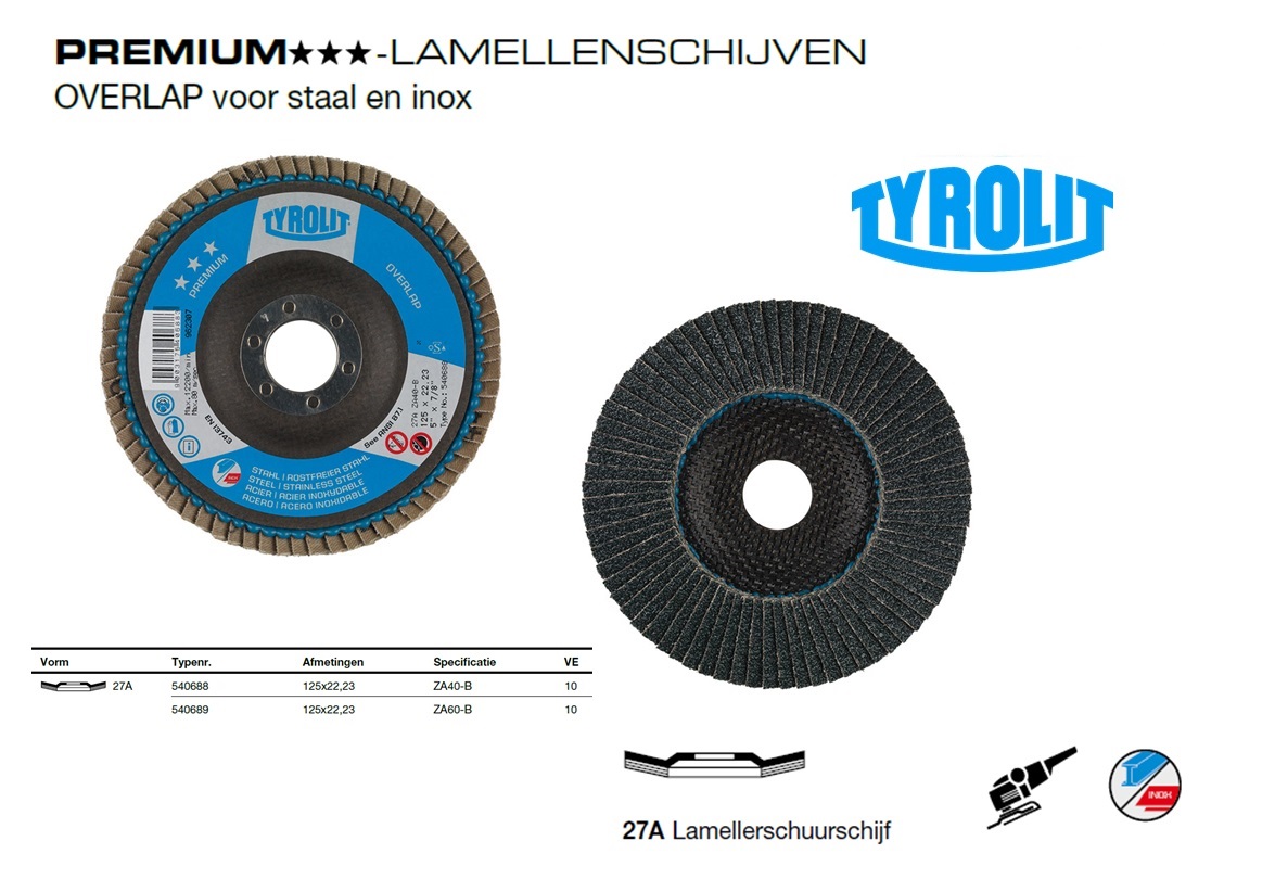 Lamellenschijf 27A 125x22,2 ZA40-B