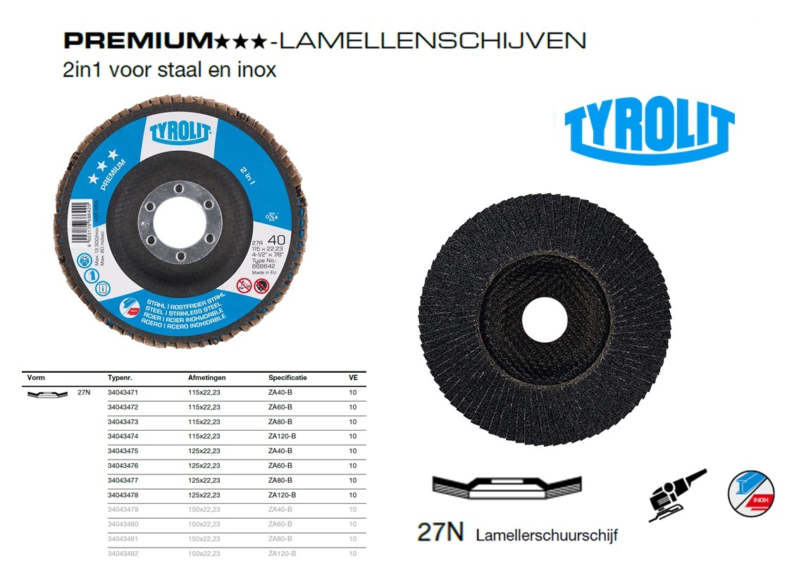 Lamellenschijf 27N 115x22,23 ZA40-B