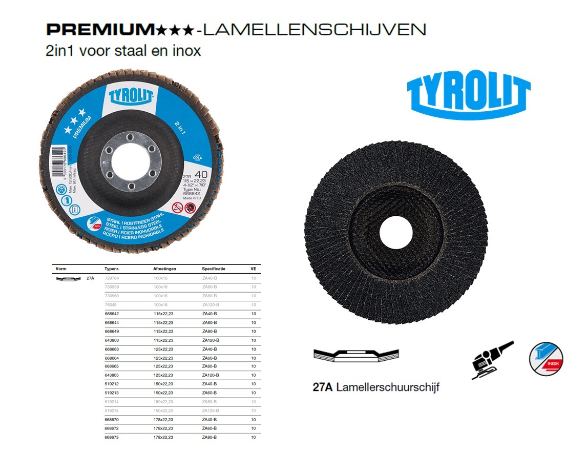 Lamellenschijf 27A 100x16 ZA60-B