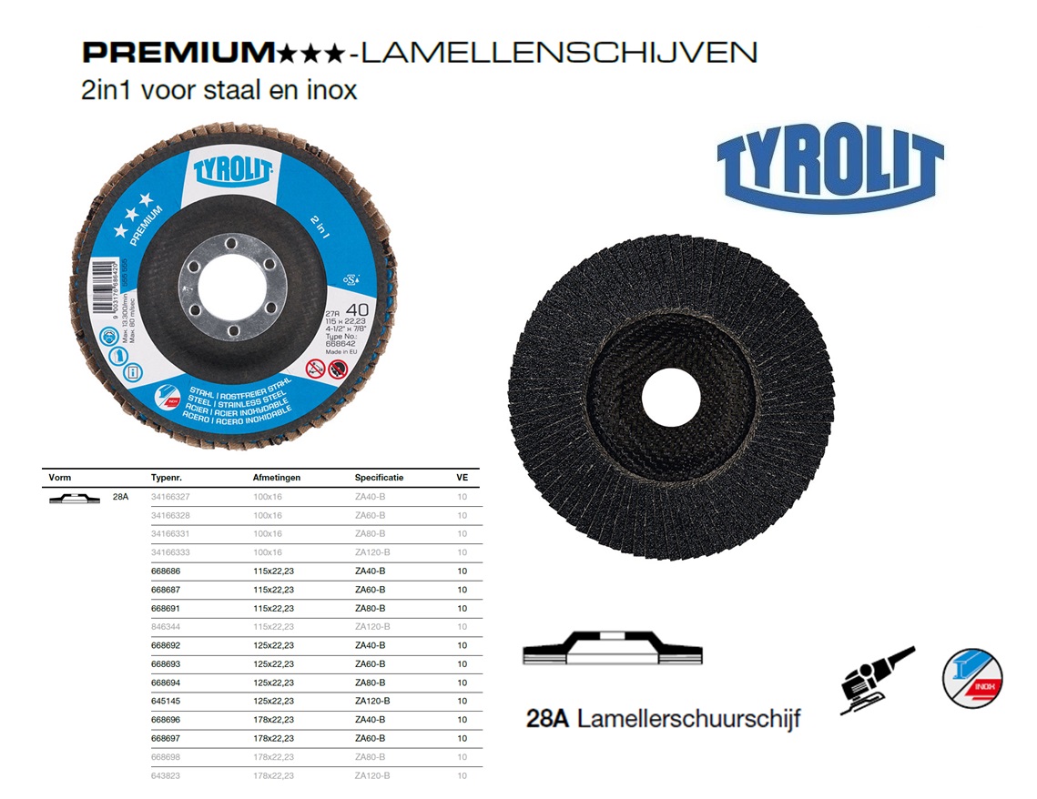 Lamellenschijf 28A 115X22,2 ZA40-B