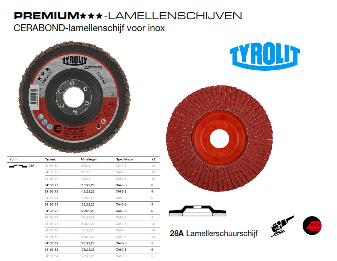 CERABOND Lamellenschijf 28A 100x16 CA40-B