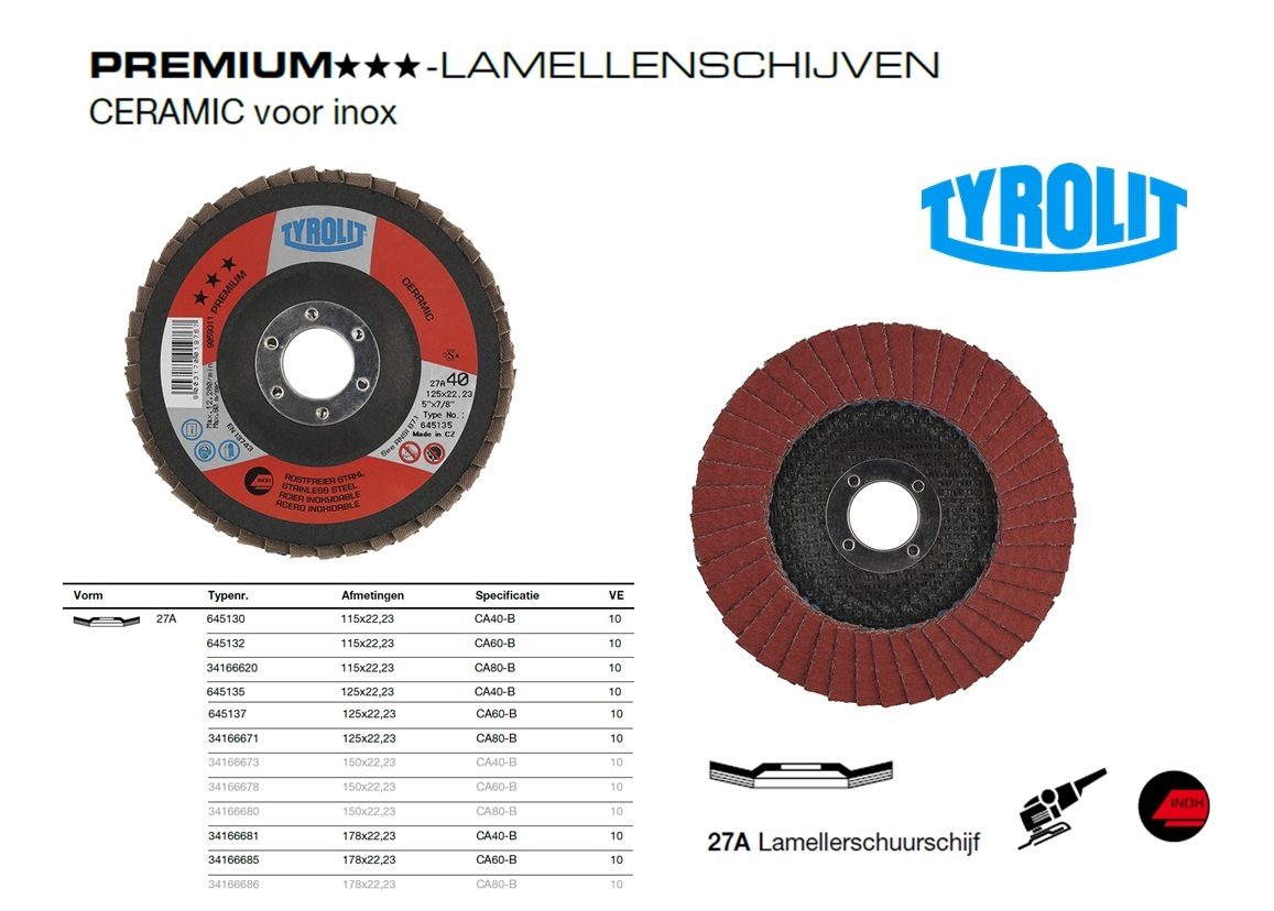 CERAMIC 27A Lamellenschijf 115x22,23 CA40-B