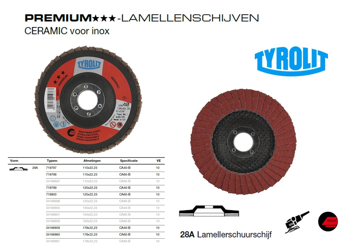 CERAMIC 28A Lamellenschijf 115x22.23 CA40-B