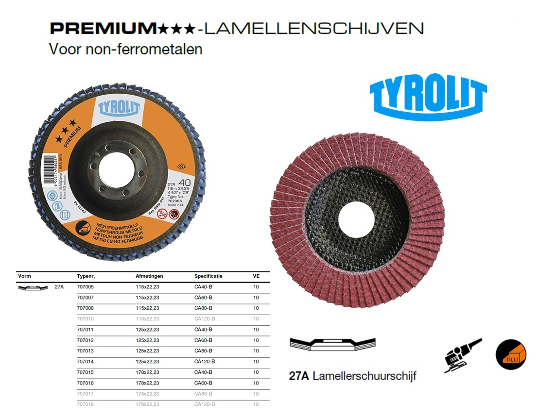 Lamellenschijf 27A 115x22,23 CA40-B