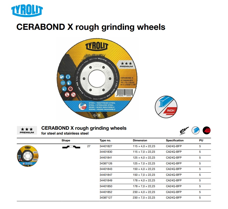 Cerabond-X Afbraamschijf 27 115x4,0x22,23 CA24Q-BFP