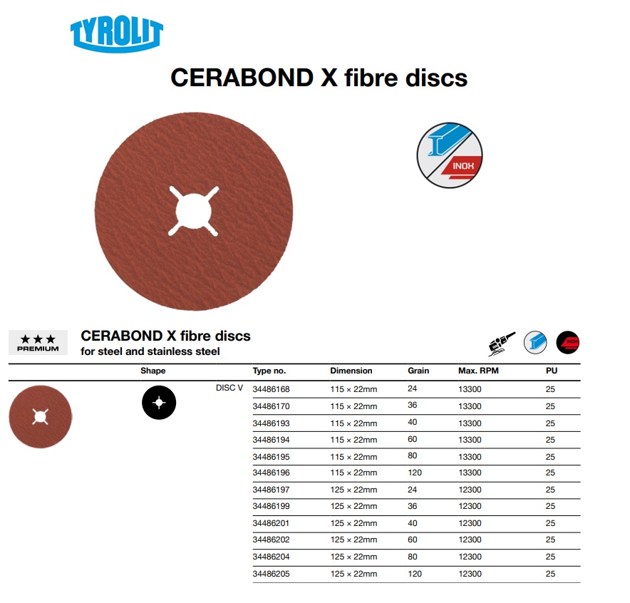 Cerabond-X Fiberschijf 115x22 CA24-P94 V 24