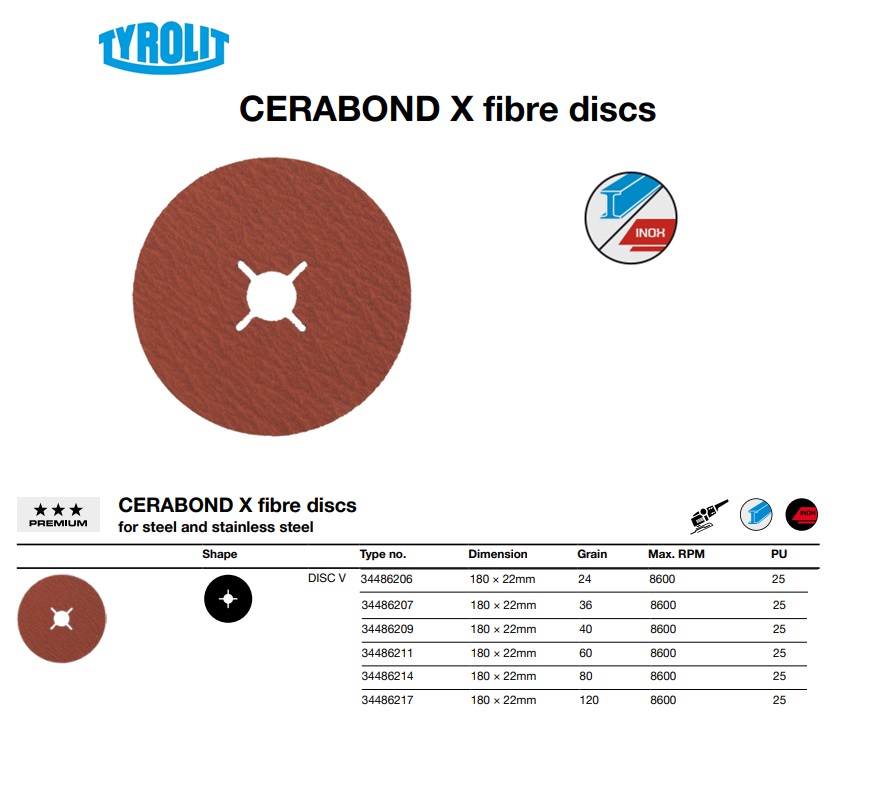 Cerabond-X Fiberschijf 180x22 CA24-P94 V 24