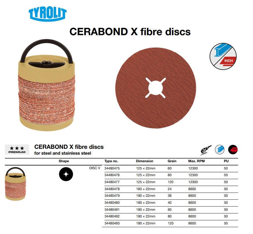 Cerabond-X Fiberschijf 125x22 CA60-P94 V 60