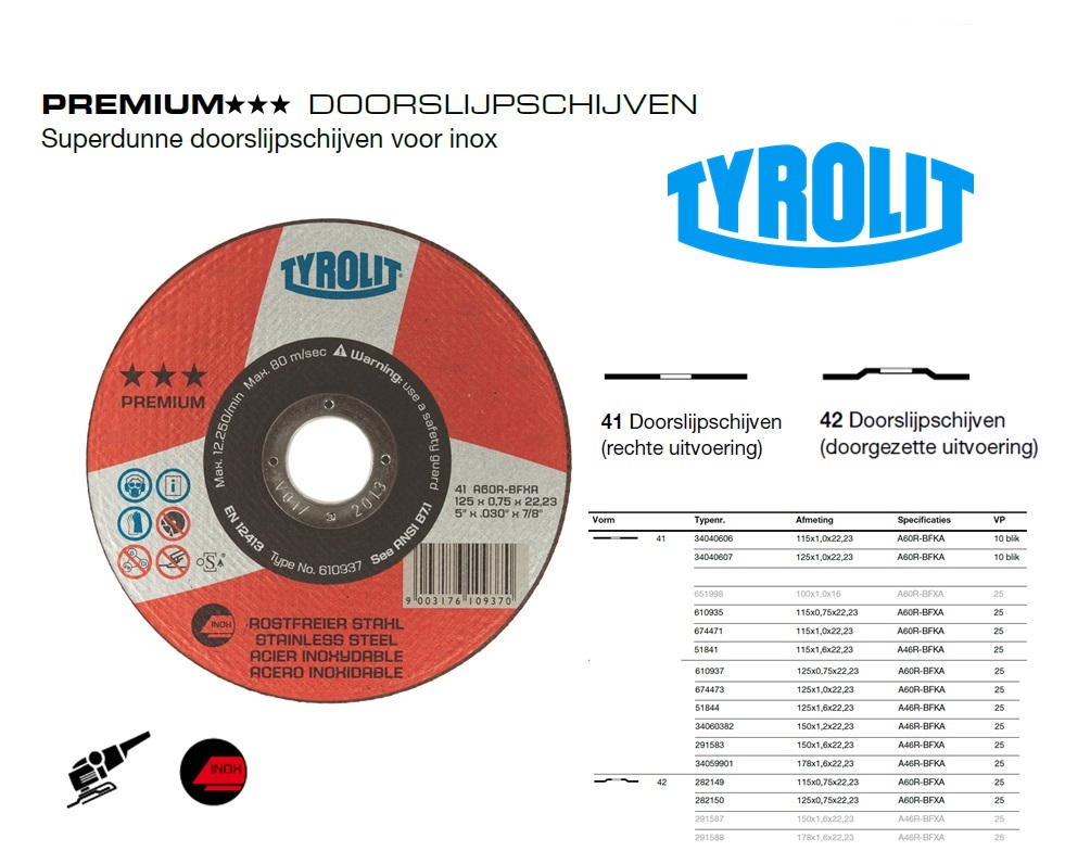 Superdunne Doorslijpschijf 41K 115x0,75x22,23 A60R-BFKA