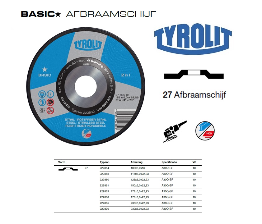 Afbraamschijf 27 100x6,0x16 A30R-BFX | DKMTools - DKM Tools
