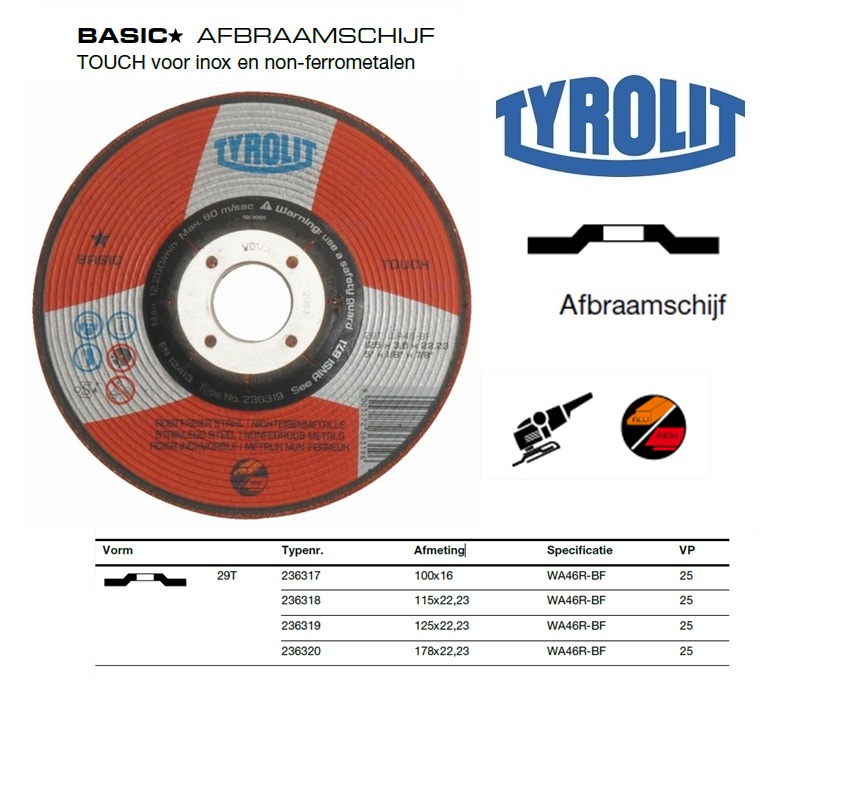 Afbraamschijf 100x16 WA46R-BF