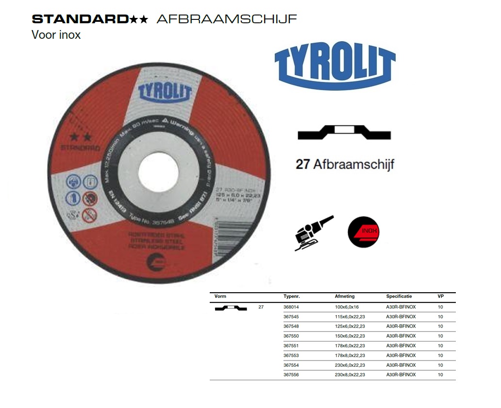 Afbraamschijf  27X 230x6x22,23 A24-BF | DKMTools - DKM Tools